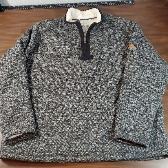 ORVIS Brighton Sherpa Quarter 1/4 ¼ Zip‎ Pullover Sweater Heathered Black XL - Picture 3 of 10
